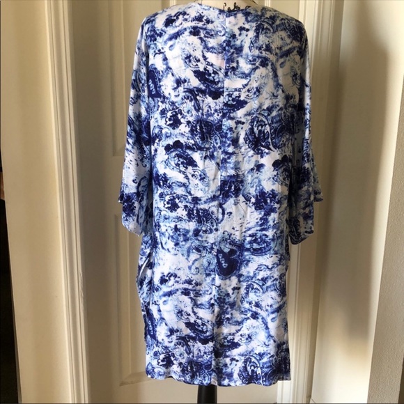 BNWT JW Styles Open Front Blue & White Cardigan - Picture 4 of 8